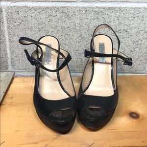 Black Peep Toe Slingback Heels 7.5